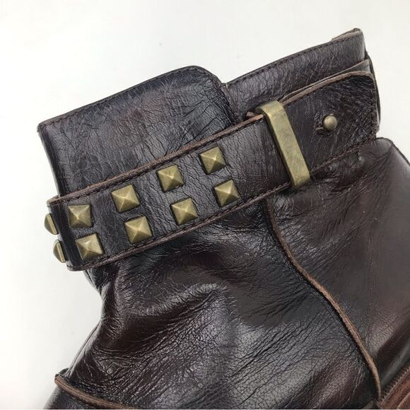 Earthies TREANO Brown Leather Bronze Studded Ankle Boots in Chestnut - Picture 11 of 16